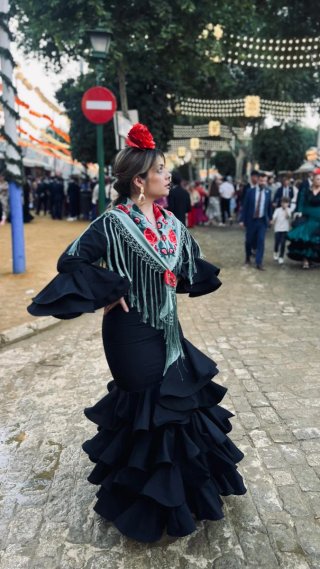 Traje Flamenca Blanco Volantes Talla Única