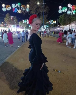Traje Flamenca Blanco Volantes Talla Única