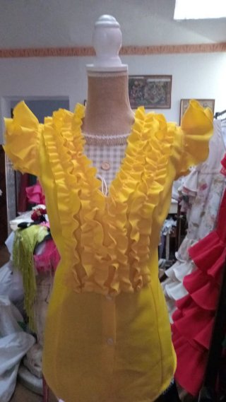 Traje Flamenca Blanco Volantes Talla Única