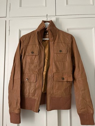Chaqueta Cuero Marrón Vintage Bershka Talla M