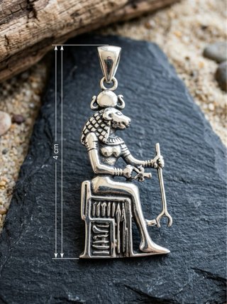 Colgante de plata Diosa Sekhmet con Ankh, joyas