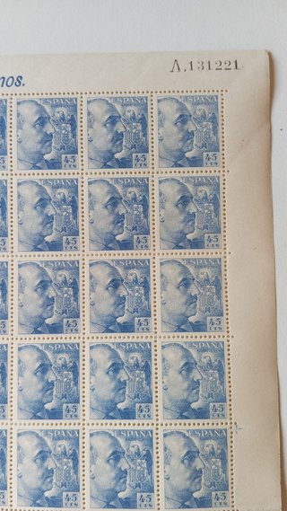 Pliego Sellos Edifil 1052 Franco 45 cts