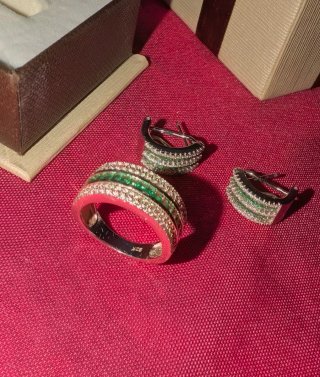 Conjunto Anillo y Pendientes plata de ley