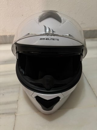 Casco modular de moto MT Helmets blanco, talla M.