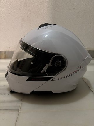 Casco modular de moto MT Helmets blanco, talla M.