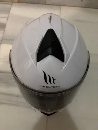 Casco modular de moto MT Helmets blanco, talla M.