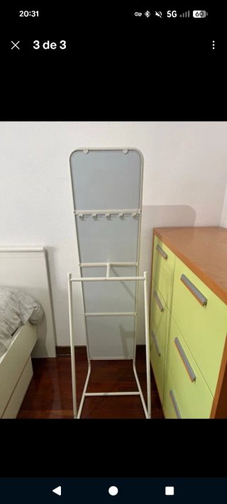 Espejo con perchero de pie Ikea blanco