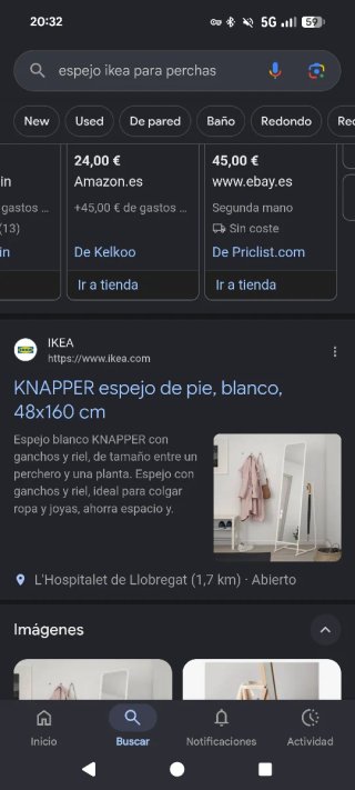 Espejo con perchero de pie Ikea blanco