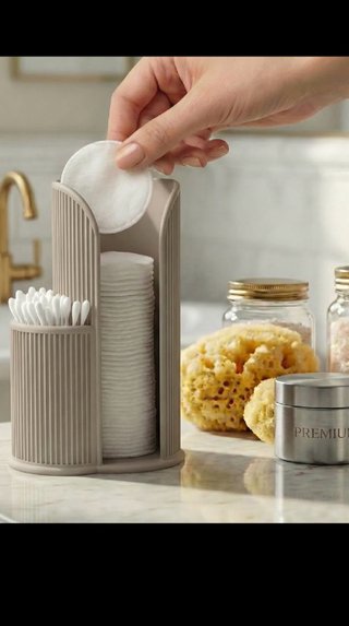 Organizador de baño para discos y bastoncillos