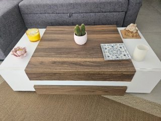 Mesa centro salón madera y metal