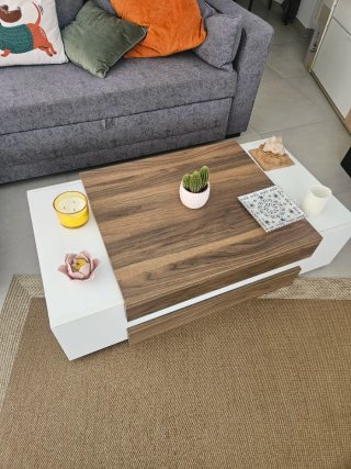 Mesa centro salón madera y metal