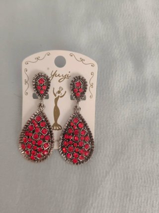 Pendientes flamenca Yuyi rojos y plateados