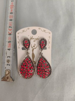 Pendientes flamenca Yuyi rojos y plateados