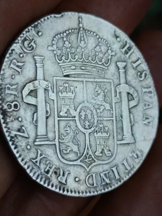 Moneda de Plata 8 Reales 1821 Fernando VII Mexico
