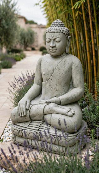 Buda grande 107 cm piedra decoración exterior zen