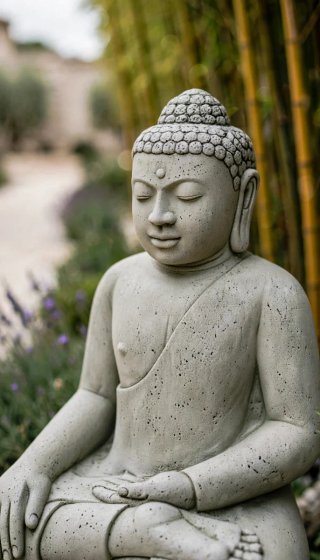 Buda grande 107 cm piedra decoración exterior zen
