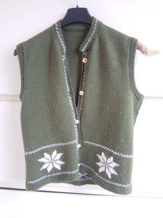 Gilet lana vintage anni '90 verde bianco size m