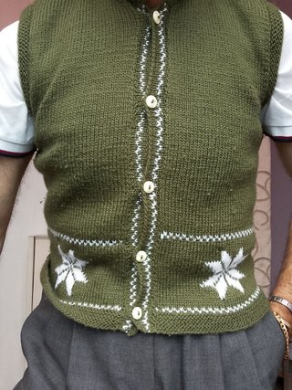Gilet lana vintage anni '90 verde bianco size m