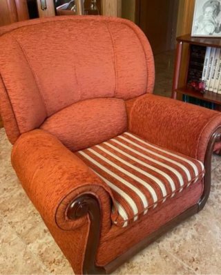 Sillón individual tela y madera