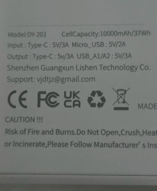 powerBank 10000 mah - mod. DY-201 bianca - NUOVA