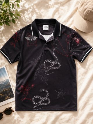 Polo Zara Diseño Serpiente y Bichos