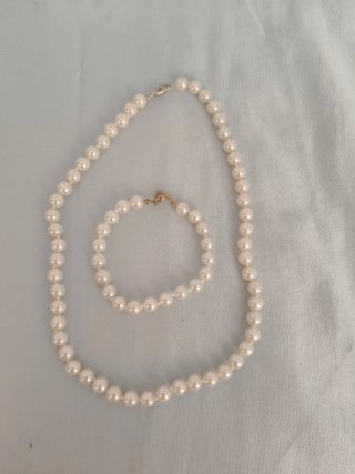 Collar y Pulsera Perlas blancas