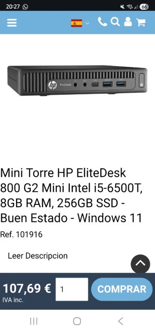 Mini PC HP EliteDesk 800 G2 i5-6500T