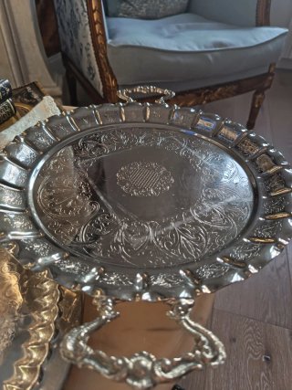 Vassoio tondo vintage MAM silverplated A1000