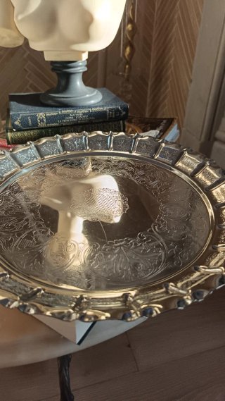 Vassoio tondo vintage MAM silverplated A1000