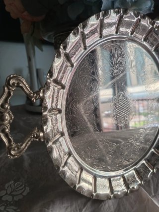 Vassoio tondo vintage MAM silverplated A1000