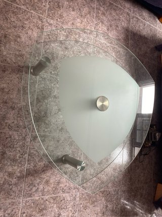 Mesas de centro cristal y mesa auxiliar metal