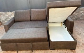 Sofá cama chaiselongue marrón