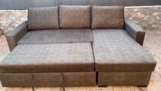 Sofá cama chaiselongue marrón