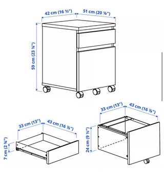 Cajonera IKEA MALM Blanca con Ruedas