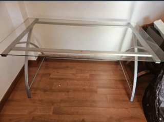 Mesa Comedor Cristal y Metal 160x90