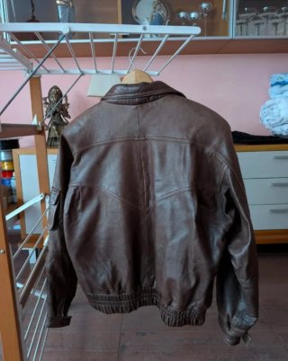 Chaqueta Cuero Bomber Marrón