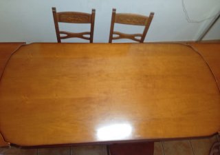 Conjunto mesa y 6 sillas madera