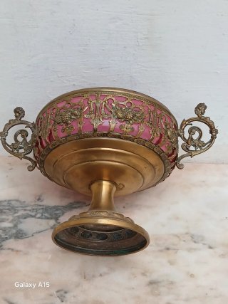Centro de mesa antiguo cristal y metal