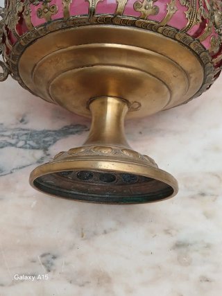 Centro de mesa antiguo cristal y metal