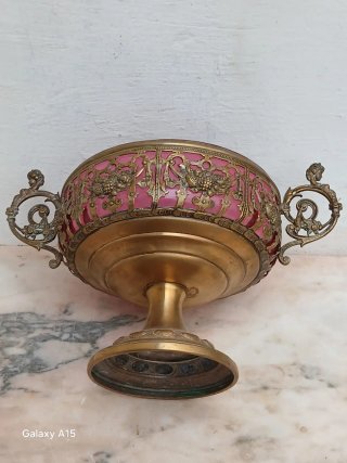 Centro de mesa antiguo cristal y metal