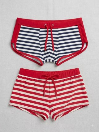 Coppia Costumi Parigamba Righe Rosse e Blu
