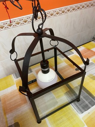 Lámpara forja salón/bodega
