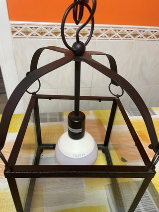 Lámpara forja salón/bodega