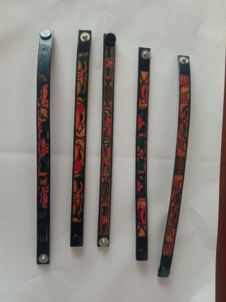 Lote 5 Pulseras Cuero Artesanía Sudamericana