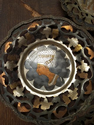 Platos Decorativos Egipcio Vintage Metal Calado