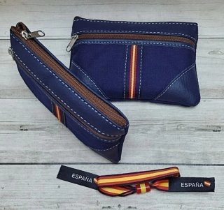 OFERTA! MONEDERO LONA/ PIEL AZUL + REGALO PULSERA