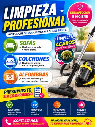 Limpieza de alfombras, sofás y colchones.