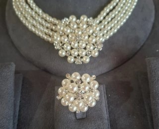 Set gioielli lusso perla e strass