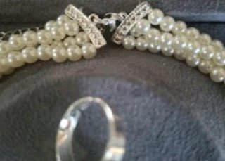 Set gioielli lusso perla e strass