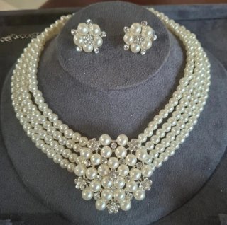 Set gioielli lusso perla e strass